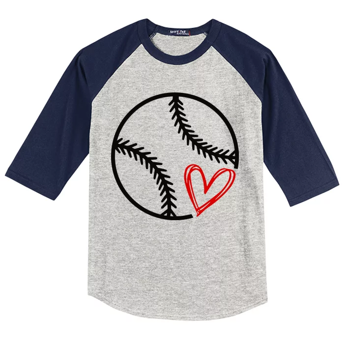 Baseball Lovers Heart Kids Colorblock Raglan Jersey