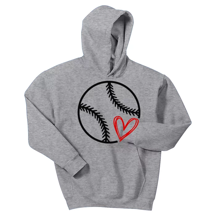 Baseball Lovers Heart Kids Hoodie