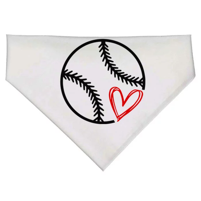 Baseball Lovers Heart USA-Made Doggie Bandana