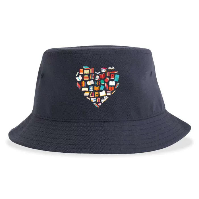 Book Lover Heart Shape Reading Club Librarian Bookworm Sustainable Bucket Hat