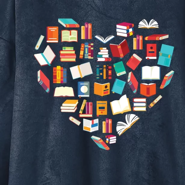 Book Lover Heart Shape Reading Club Librarian Bookworm Hooded Wearable Blanket