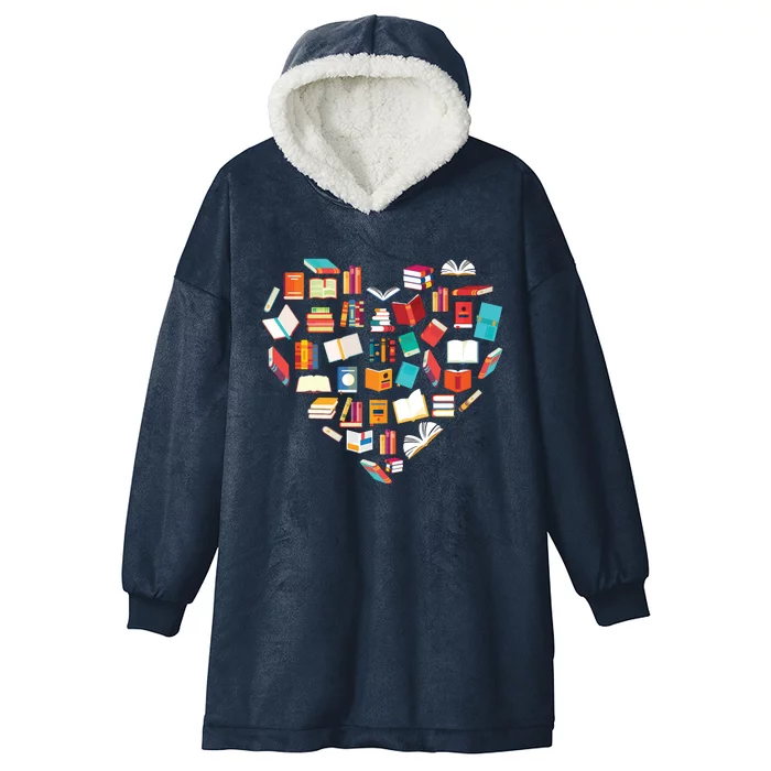 Book Lover Heart Shape Reading Club Librarian Bookworm Hooded Wearable Blanket