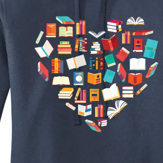 Book Lover Heart Shape Reading Club Librarian Bookworm Women's Pullover Hoodie