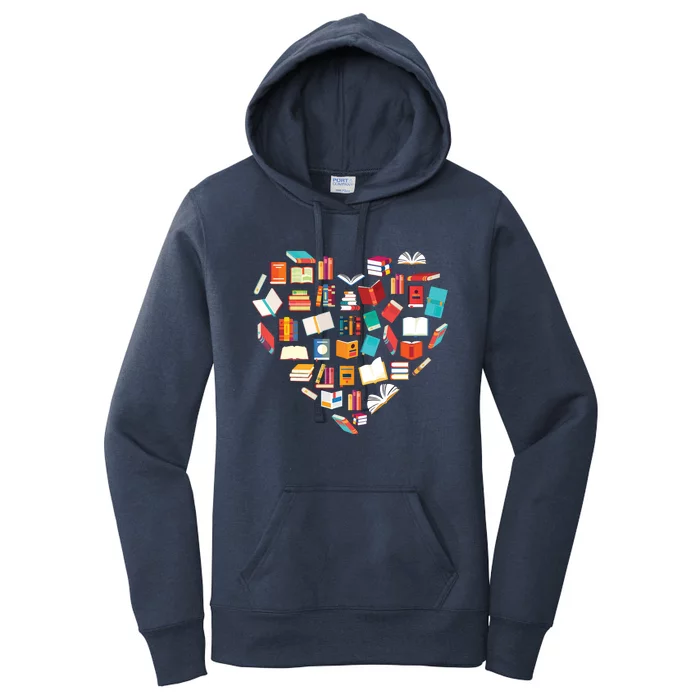 Book Lover Heart Shape Reading Club Librarian Bookworm Women's Pullover Hoodie