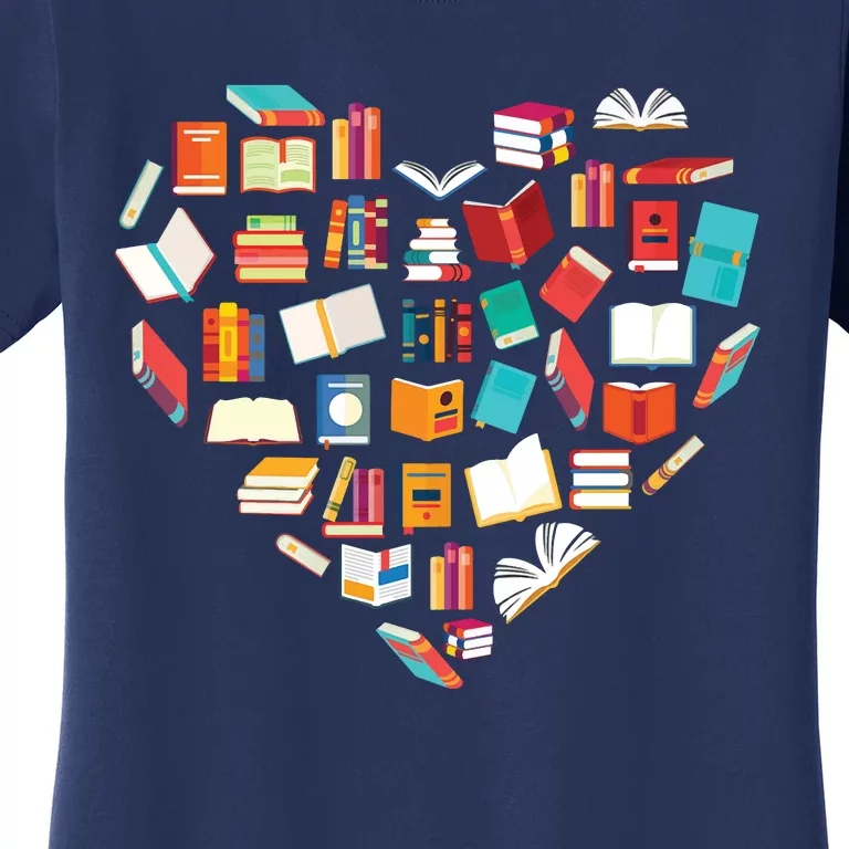 Book Lover Heart Shape Reading Club Librarian Bookworm Women's T-Shirt