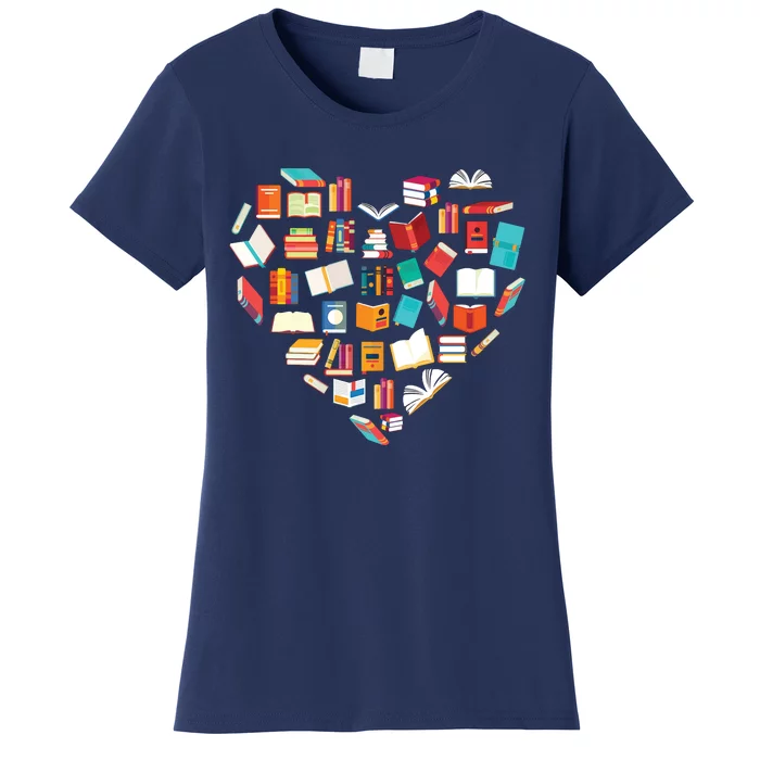 Book Lover Heart Shape Reading Club Librarian Bookworm Women's T-Shirt