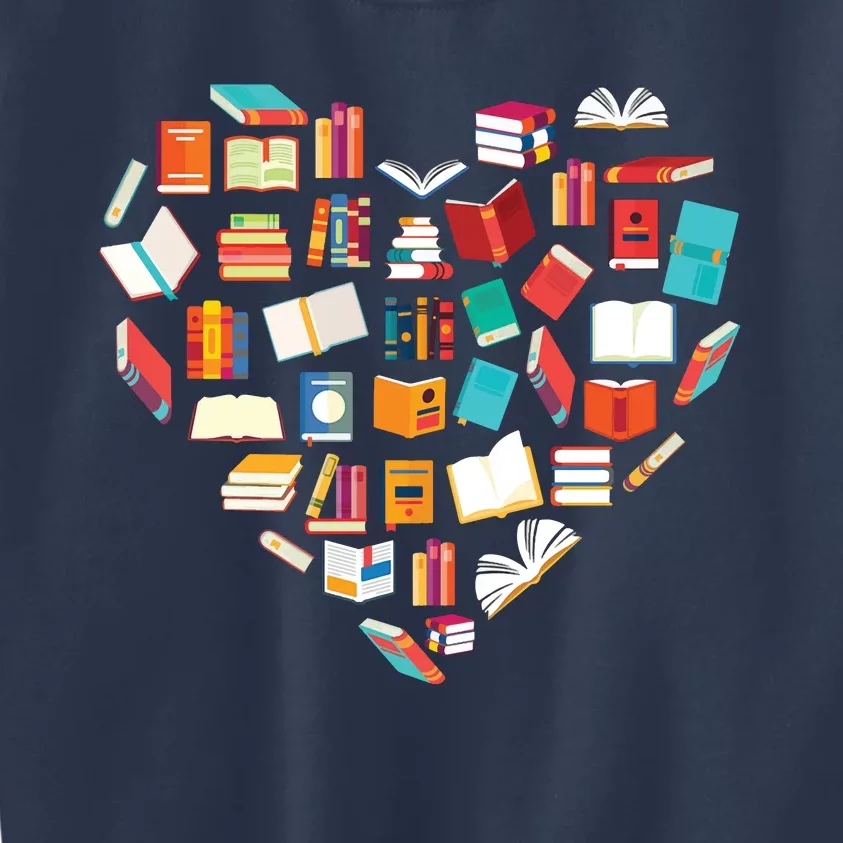 Book Lover Heart Shape Reading Club Librarian Bookworm Kids Sweatshirt