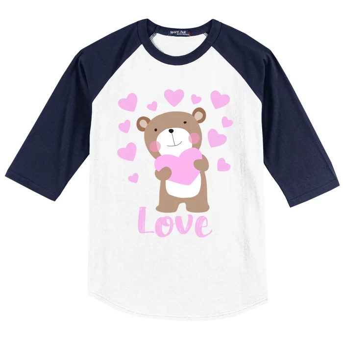 Bear Love Hearts Gift Baseball Sleeve Shirt