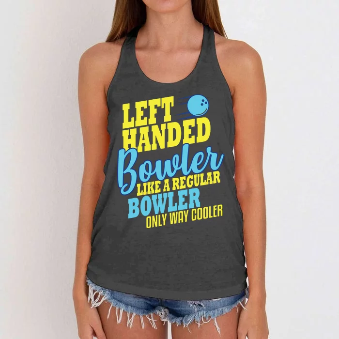 Bowling Left Handed Bowler Funny Team Women's Knotted Racerback Tank