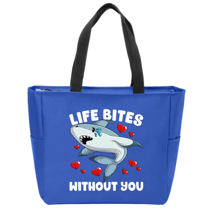 Broken Love Hearts Valentines Day Shark Jawsome Meaningful Gift Zip Tote Bag