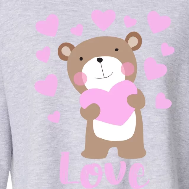 Bear Love Hearts Gift Cropped Pullover Crew