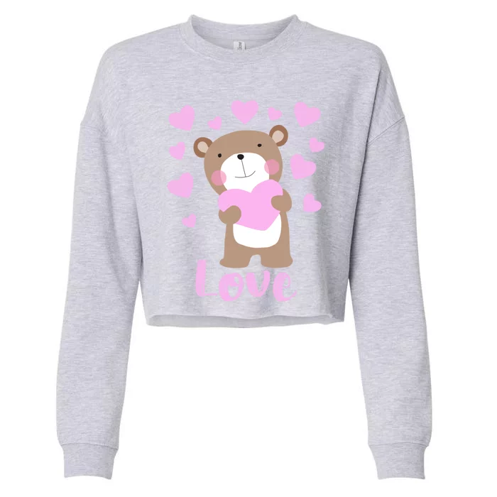 Bear Love Hearts Gift Cropped Pullover Crew