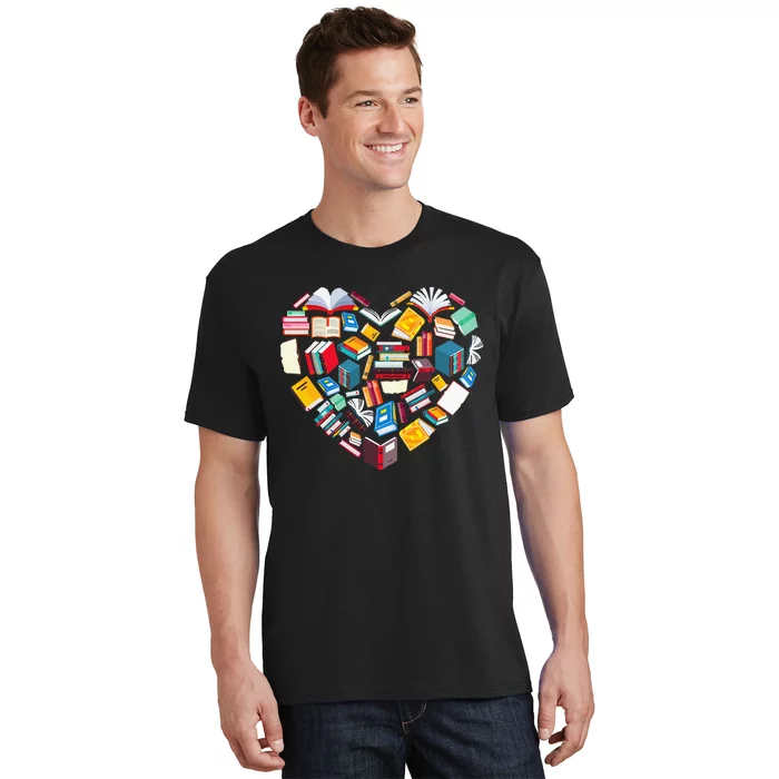 Book Lover Heart Shape Reading Club Librarian Library Gifts T-Shirt