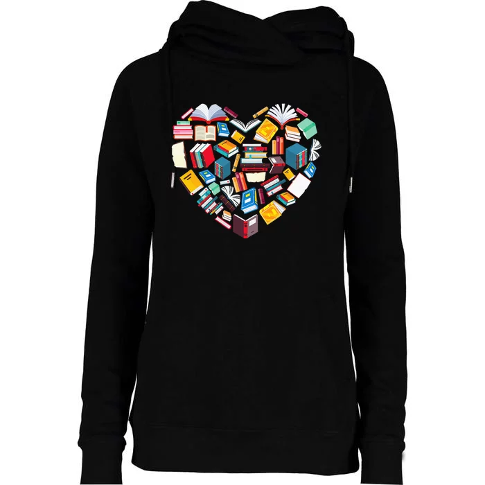 Book Lover Heart Shape Reading Club Librarian Library Gifts Womens Funnel Neck Pullover Hood