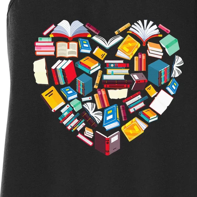 Book Lover Heart Shape Reading Club Librarian Library Gifts Women's Racerback Tank