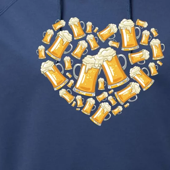 Beer Love Heart Brewing Craft Beer Brewer Valentines Day Cute Gift Performance Fleece Hoodie