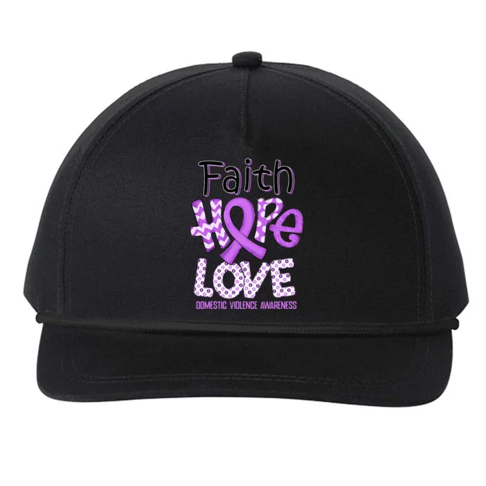 Believe Love Hope Purple Ribbon Domestic Violence Awareness Snapback Five-Panel Rope Hat