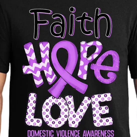 Believe Love Hope Purple Ribbon Domestic Violence Awareness Pajama Set