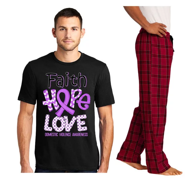 Believe Love Hope Purple Ribbon Domestic Violence Awareness Pajama Set