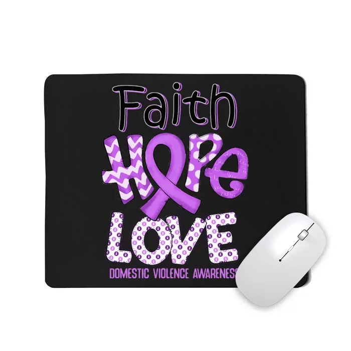 Believe Love Hope Purple Ribbon Domestic Violence Awareness Mousepad