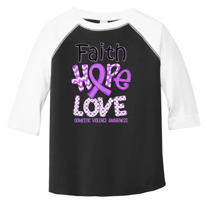 Believe Love Hope Purple Ribbon Domestic Violence Awareness Toddler Fine Jersey T-Shirt