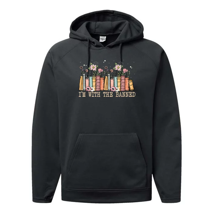 Book Lovers Im With The Banned Books Performance Fleece Hoodie