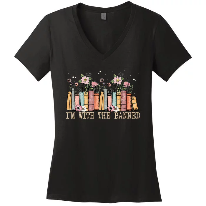 Book Lovers Im With The Banned Books Women's V-Neck T-Shirt