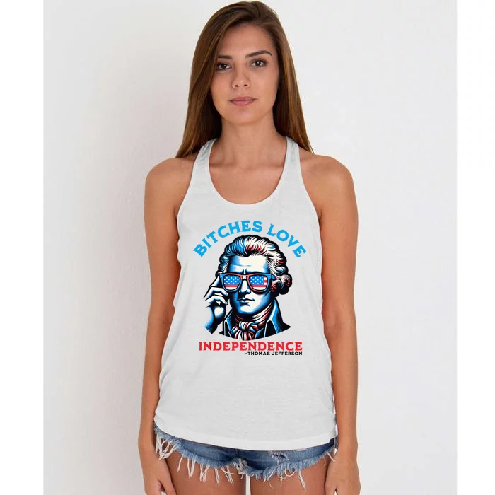 Bitches Love Independence 4th Of July Thomas Jefferson Women's Knotted Racerback Tank