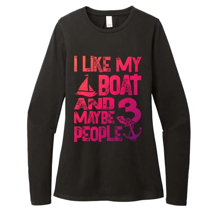 Boats Lover I Like My Boat And Maybe 3 People Boating Gift Womens CVC Long Sleeve Shirt