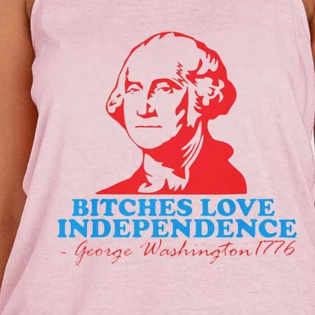 Bitches Love Independence Thomas Jefferson Funny 4th Of July Women's Knotted Racerback Tank