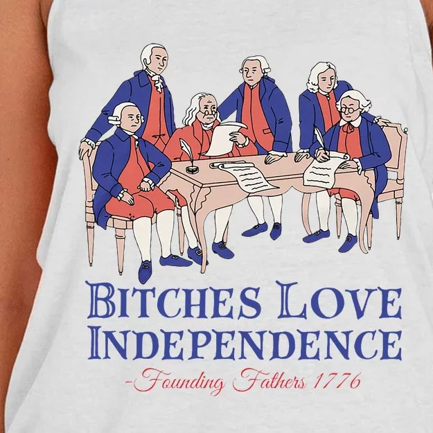 Bitches Love Independence 4th Of July Women's Knotted Racerback Tank