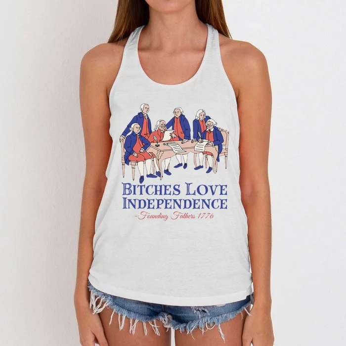 Bitches Love Independence 4th Of July Women's Knotted Racerback Tank