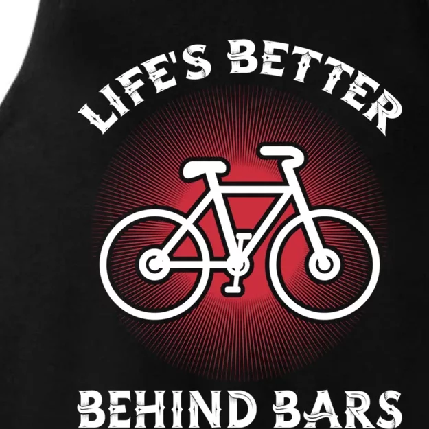 Bicycling Life Is Better Behind Bars Funny Cycling Gift Ladies Tri-Blend Wicking Tank