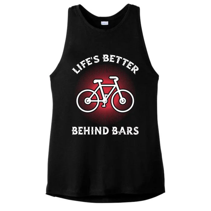 Bicycling Life Is Better Behind Bars Funny Cycling Gift Ladies Tri-Blend Wicking Tank