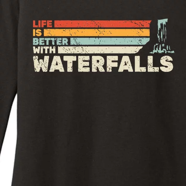 Backpacking Life Is Better With Waterfalls Retro Womens CVC Long Sleeve Shirt