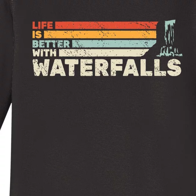 Backpacking Life Is Better With Waterfalls Retro Baby Long Sleeve Bodysuit