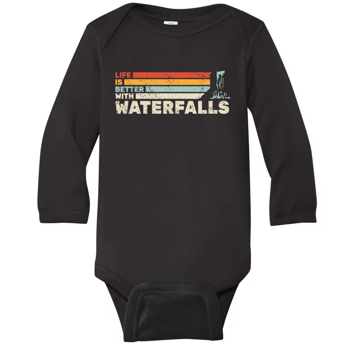 Backpacking Life Is Better With Waterfalls Retro Baby Long Sleeve Bodysuit