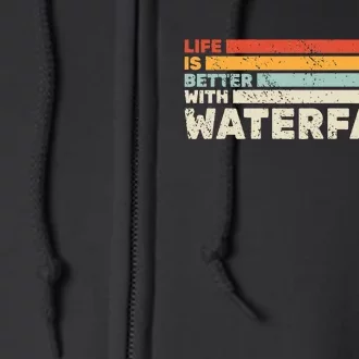 Backpacking Life Is Better With Waterfalls Retro Full Zip Hoodie