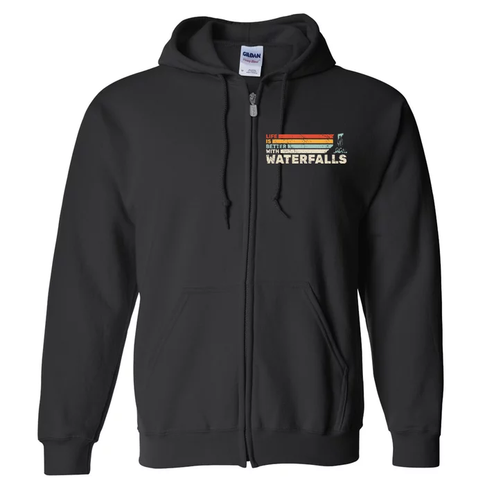 Backpacking Life Is Better With Waterfalls Retro Full Zip Hoodie