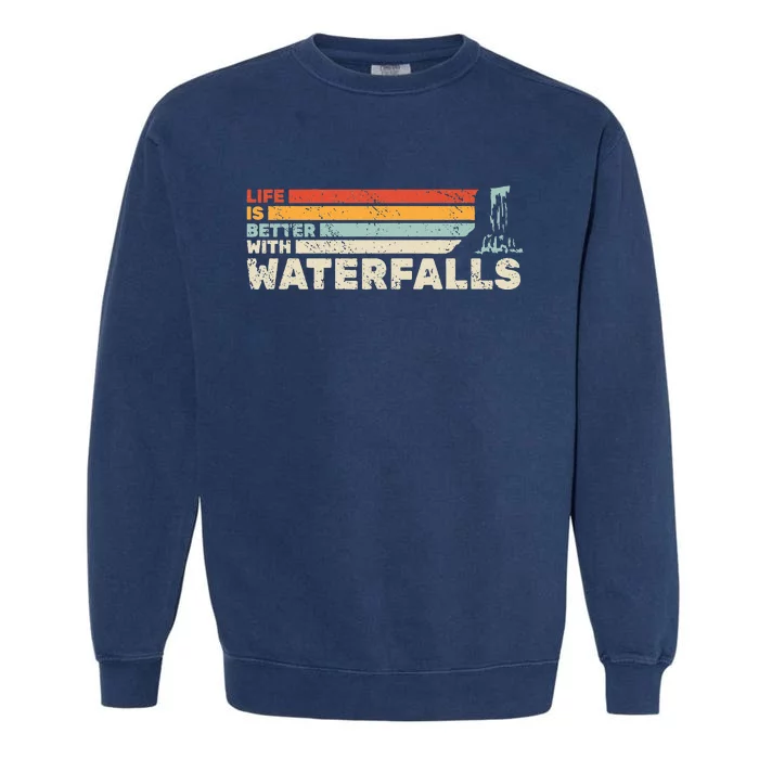 Backpacking Life Is Better With Waterfalls Retro Garment-Dyed Sweatshirt