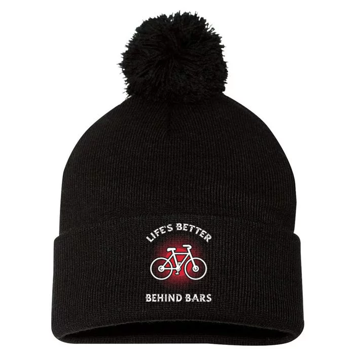 Bicycling Life Is Better Behind Bars Pom Pom 12in Knit Beanie