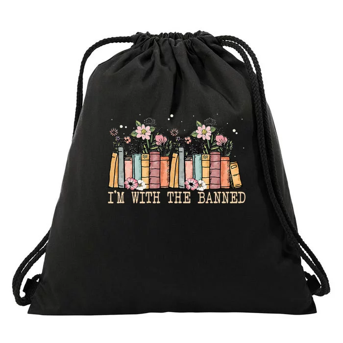 Book Lovers Im With The Banned Books Drawstring Bag