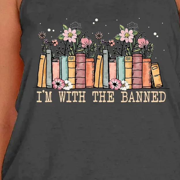 Book Lovers Im With The Banned Books Women's Knotted Racerback Tank