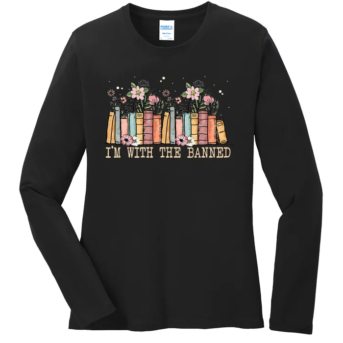 Book Lovers Im With The Banned Books Ladies Long Sleeve Shirt