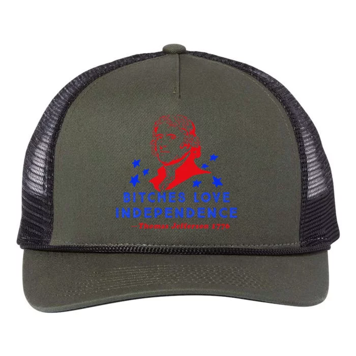 Bitches Love Independence Thomas Jefferson 1776 Retro Rope Trucker Hat Cap