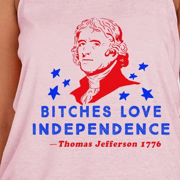 Bitches Love Independence Thomas Jefferson 1776 Women's Knotted Racerback Tank