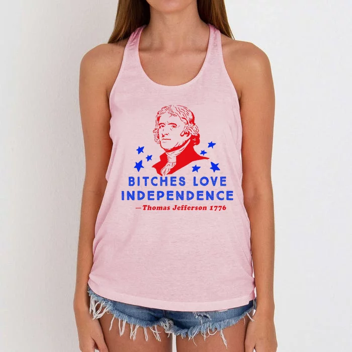 Bitches Love Independence Thomas Jefferson 1776 Women's Knotted Racerback Tank