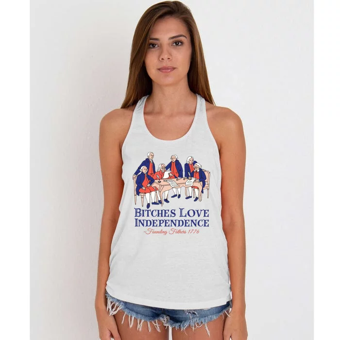 Bitches Love Independence 4th Of July Women's Knotted Racerback Tank