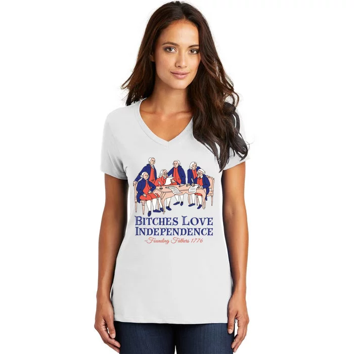 Bitches Love Independence 4th Of July Women's V-Neck T-Shirt