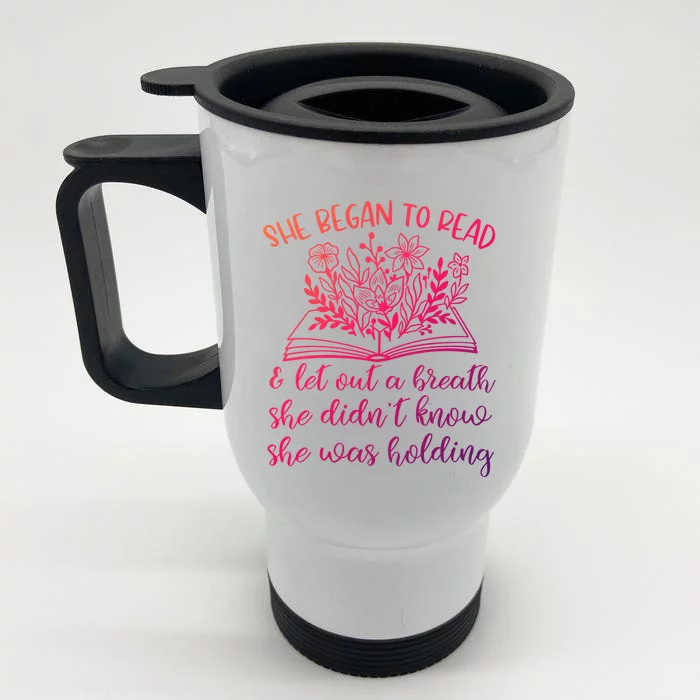 Book Lover Ideas Love To Read Wildflower Book Quotes Cute Gift Front & Back Stainless Steel Travel Mug